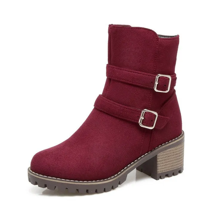 Women's Ankle Boots Buckle Buckle Side Zip Low-sleeve Short Boots Shoes