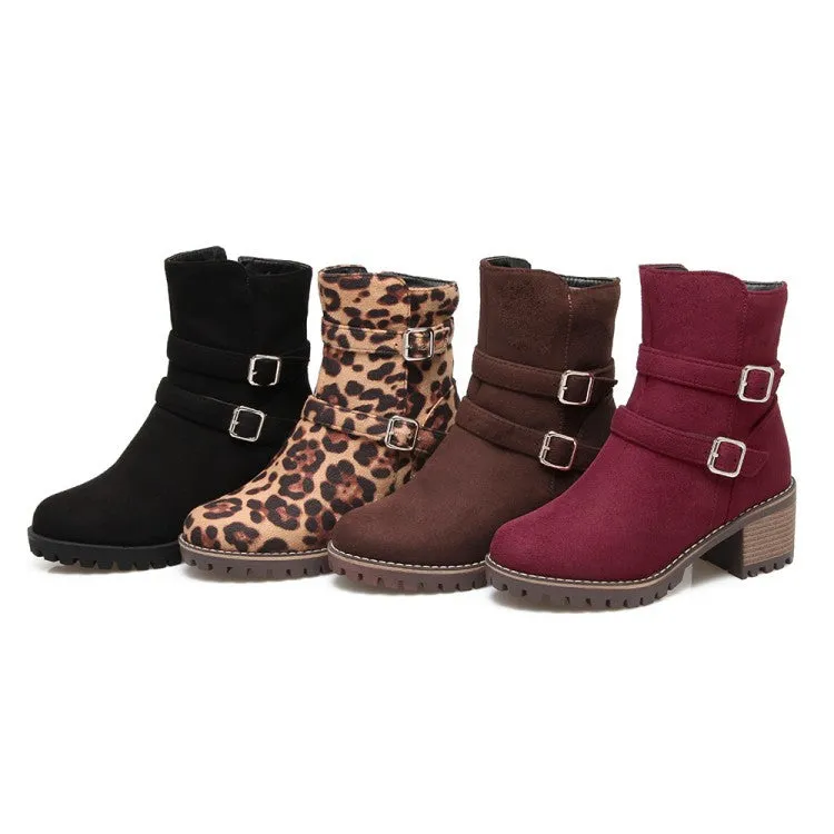 Women's Ankle Boots Buckle Buckle Side Zip Low-sleeve Short Boots Shoes