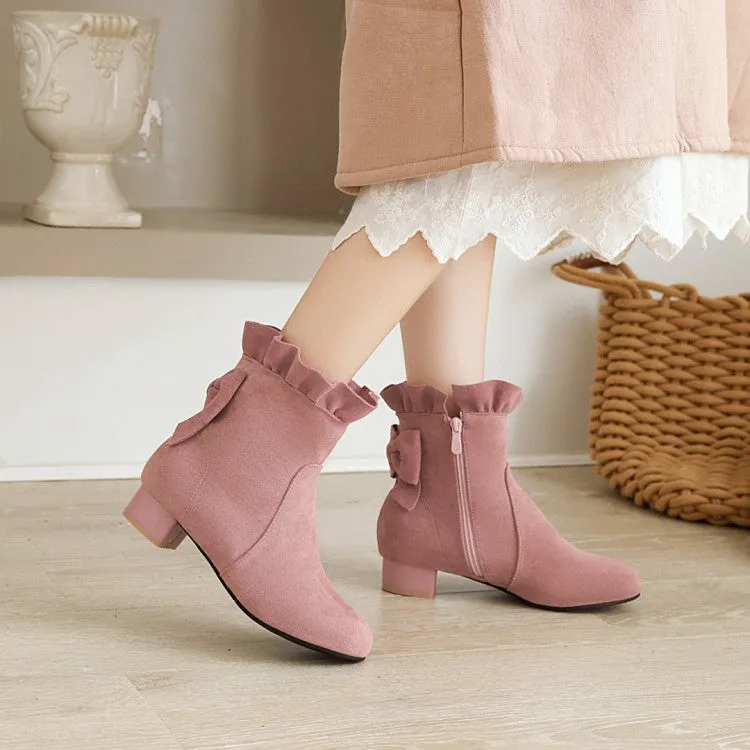 Women's  Ruffle High Heel Short Boots