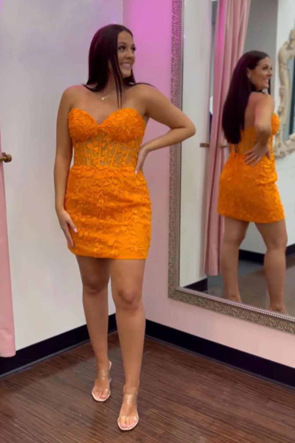 Yellow Tight Short Homecoming Dress with Appliques