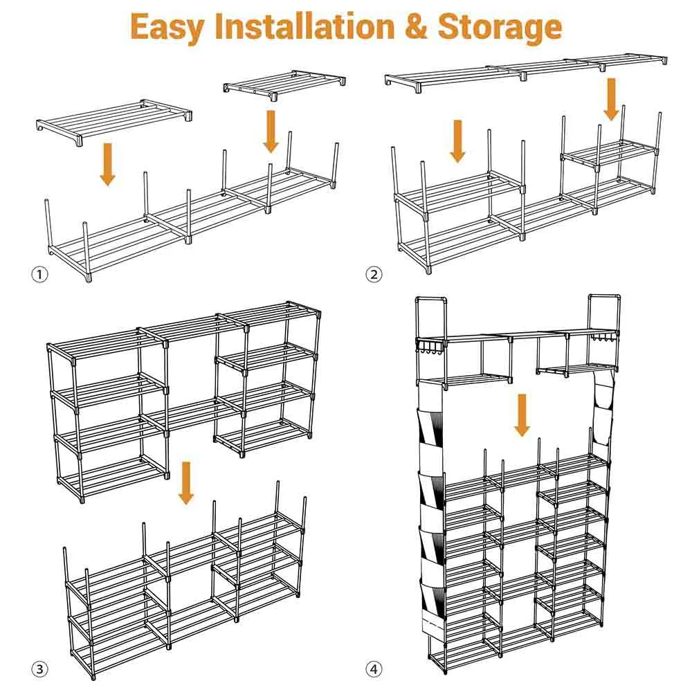 Yescom 9 Tiers Metal Shoe Rack 42 Pairs Shoe Organizer Shelf