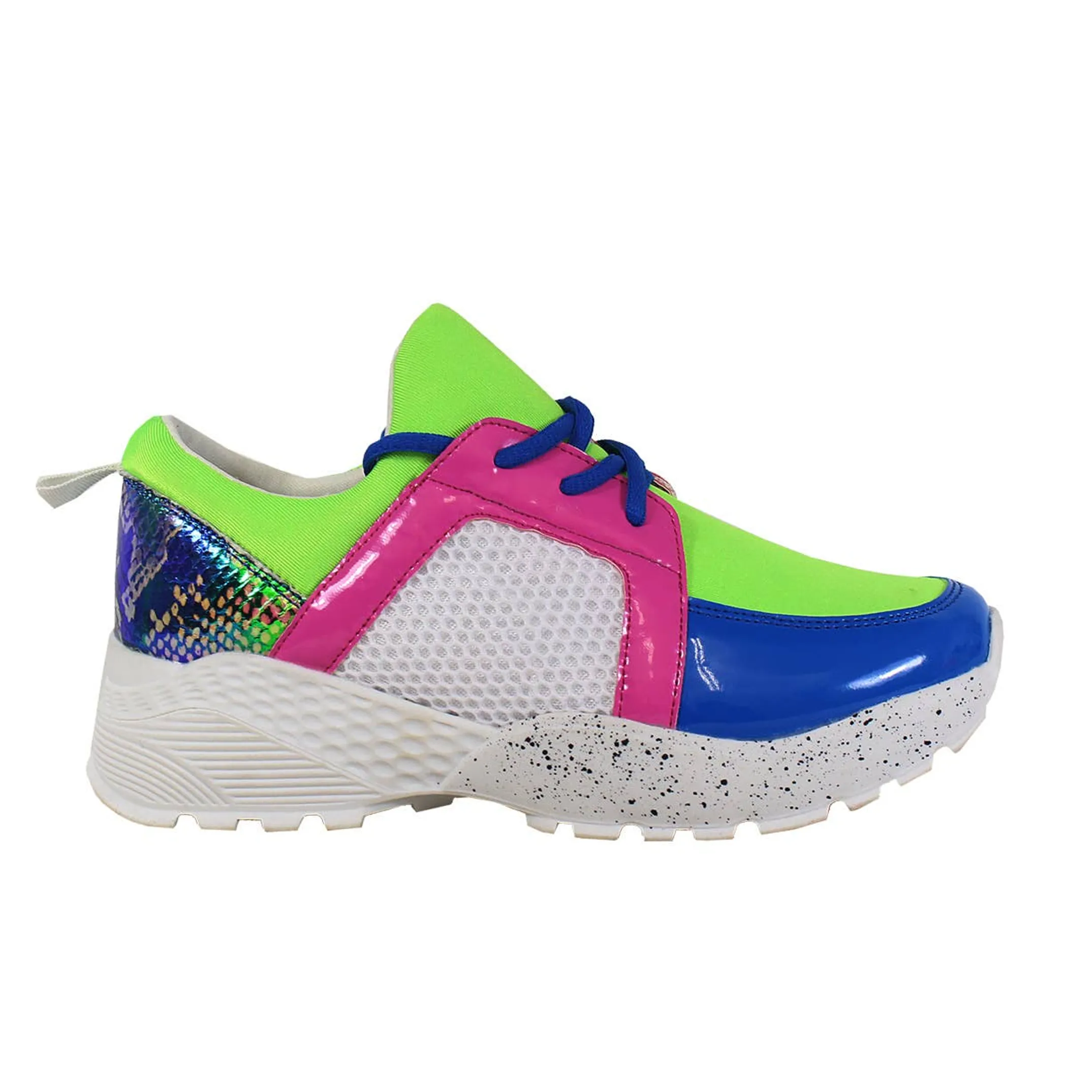 Yoki Womens JELO-12  NEON COLOR BLOCK ANIMAL PRINT sneakers