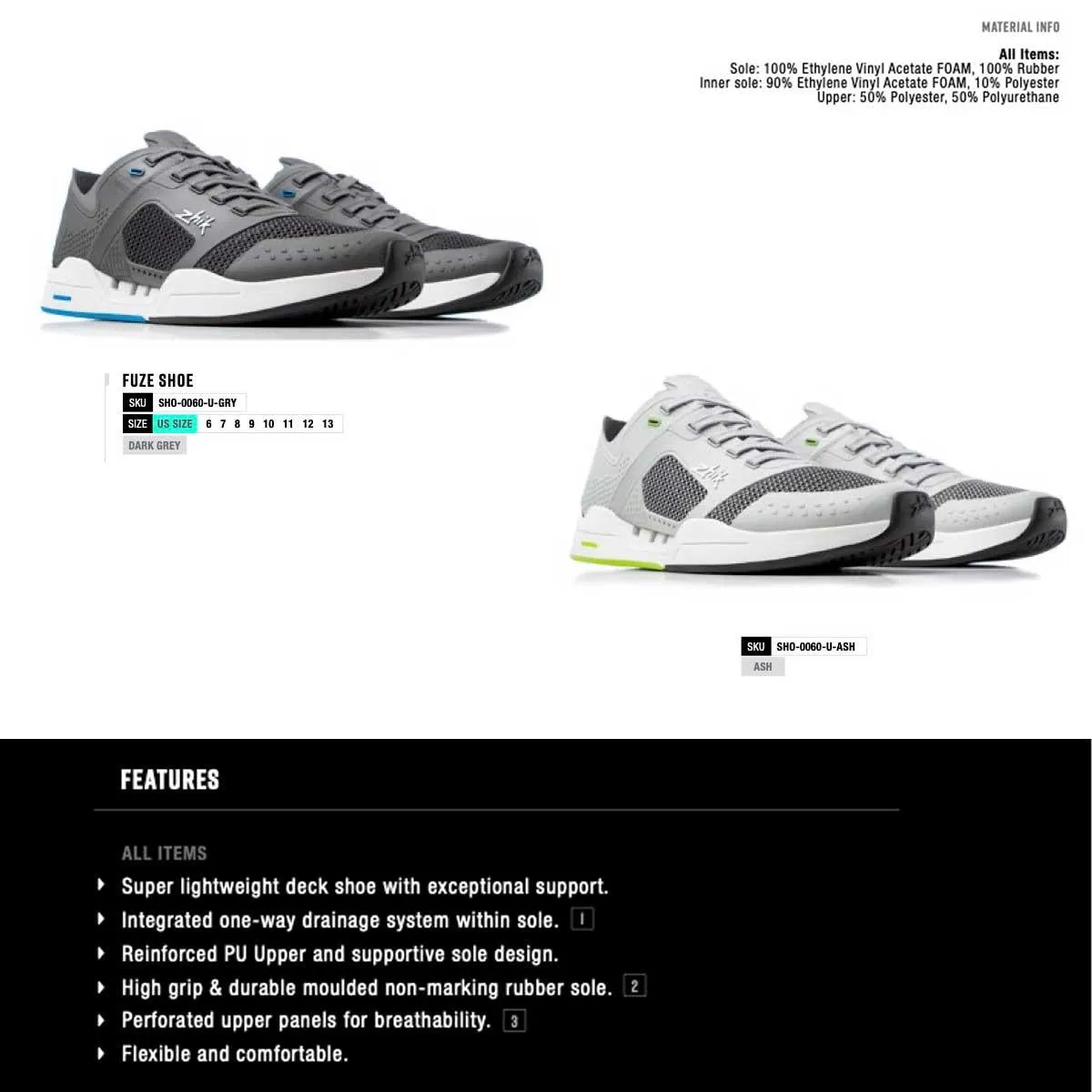 Zhik Fuze Sailing Shoe - Grey