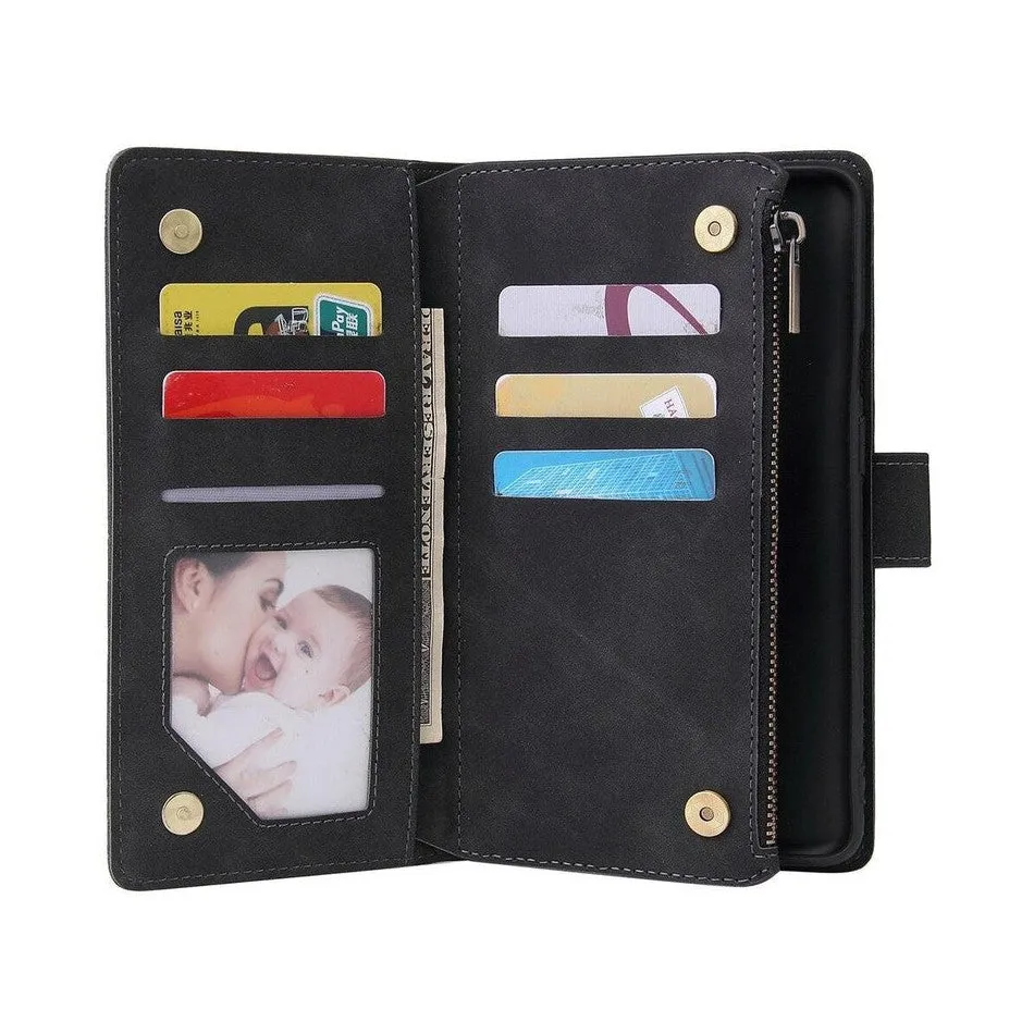 Zipper Wallet Mobile Phone Case for Google Pixel 4 with Strap - Black