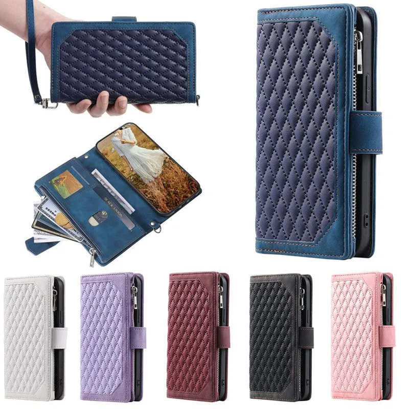 Zipper Wallet Mobile Phone Case for Samsung Galaxy S20 Plus with Wrist Strap - Black