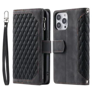 Zipper Wallet Mobile Phone Case for Samsung Galaxy S20 Plus with Wrist Strap - Black